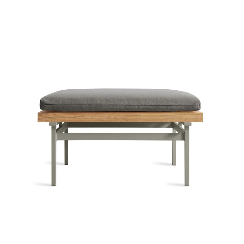 Perch Outdoor Teak Ottoman, Toohey Charcoal, Charcoal