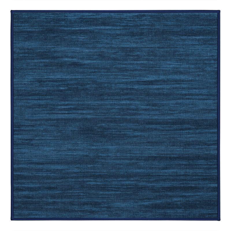 Tapis bleu uni lavable à la machine, Carré 5 pi