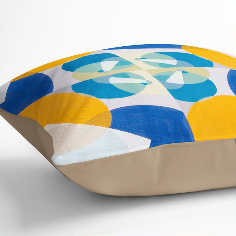 Green Squares Square Throw Cushion, Stone, 55cm H x 55cm W x 20cm D