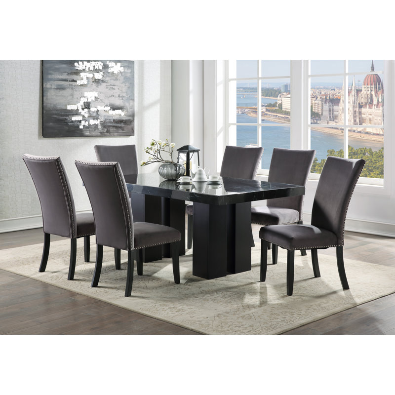 Chaise parsons en velours, gris