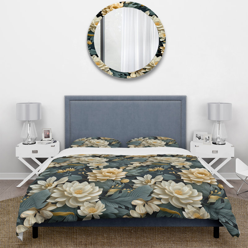 Damas Dahlia Retreat - Ensemble de housse de couette à motif floral, Housse de couette simple + 1 taie décorative stan