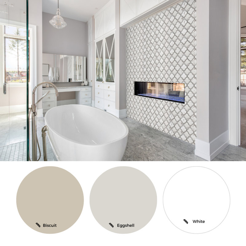 Stately Lantern 9" x 14" Porcelain Arabesque Marble Look Wall & Floor Tile, Calacatta/Gray