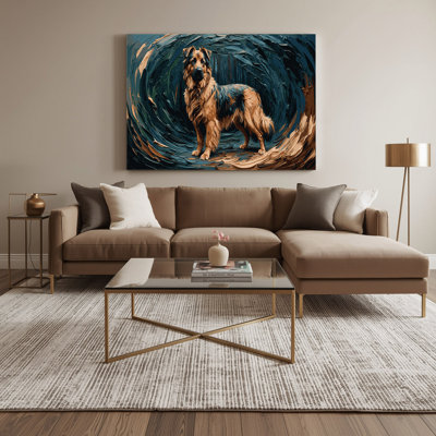 Dogs Hovawart Blue Canvas Wall Art