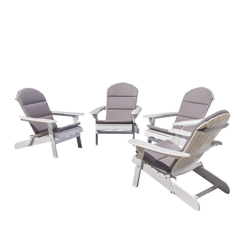 Matthias Foldable Outdoor Adirondack Set, White/Gray