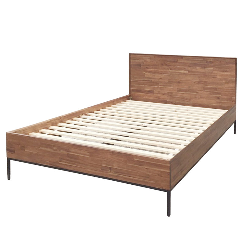 Varela Queen Steel Legs Platform Bed, Brown
