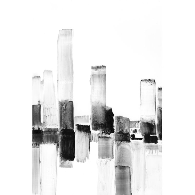 «Reflection City II», peinture sur toile, H 12 po x l 8 po, Cadre noir
