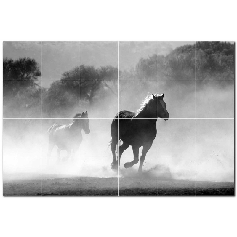 Horse Photo 4.25'' x 4.25'' Satin Ceramic Decorative Mural