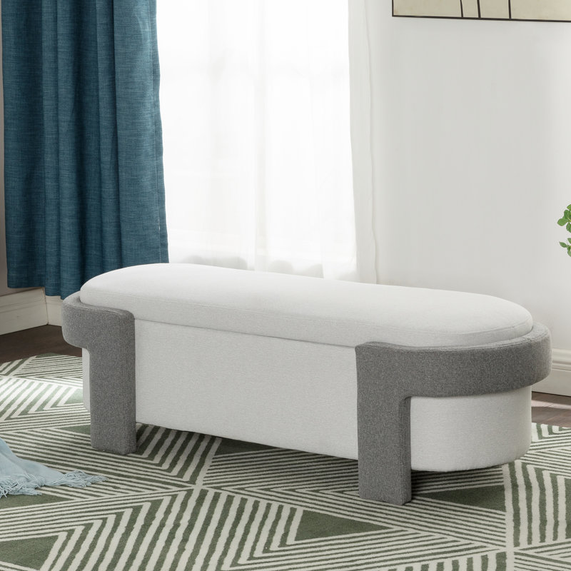 Raye Large Versatile Fabric-Upholstered Storage Ottoman Bench with Durable Construction and Stylish Design, Light Grey