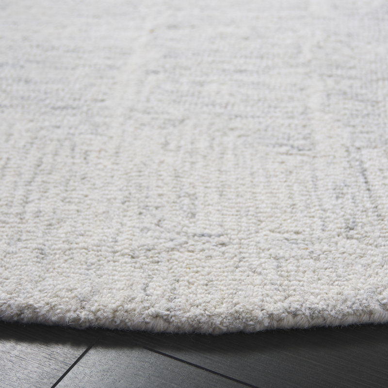 Ermalee Ebony Hand Tufted Wool Abstract Rug, Round 6'
