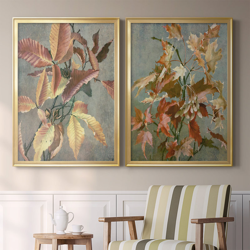 Ancien automne I - ensemble de 2 reproductions d'art sur toile encadrées, Or, H 36,5 po x l 53 po x P 1,25 po