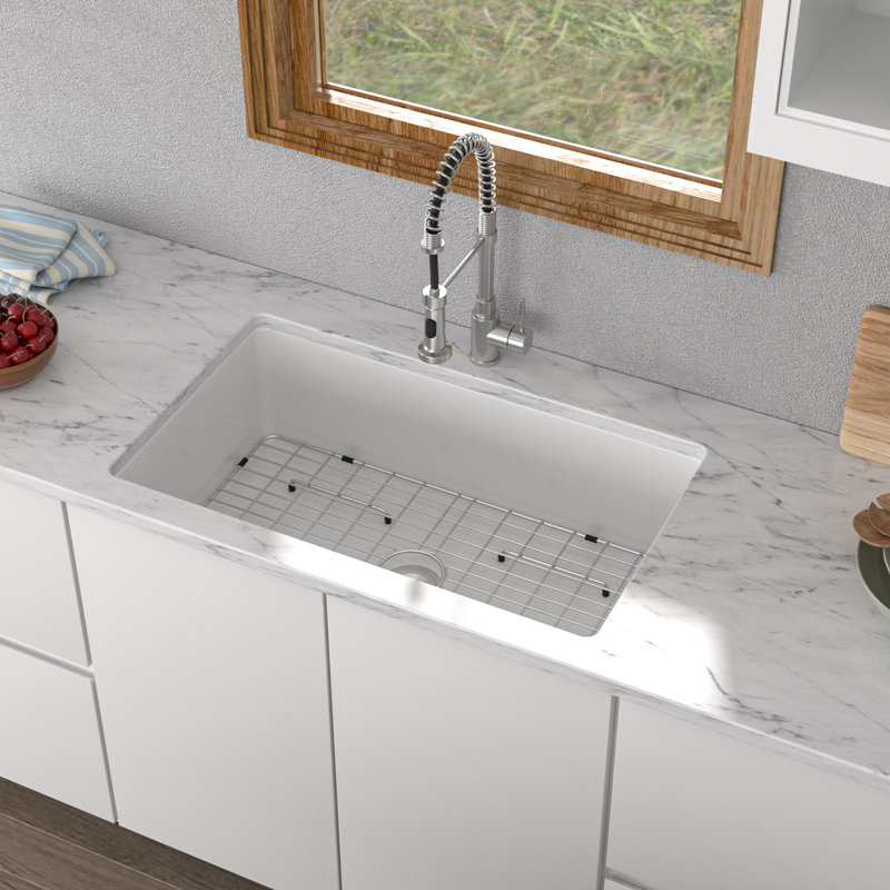 Évier de cuisine encastré / encastré en céramique à double cuve encastrable L 32 po x l 19 po