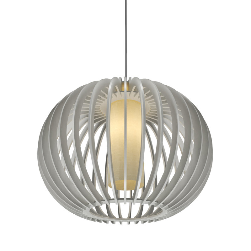 Lustre sphérique unique à 1 lumière, H 14,57 po x l 18,7 po x P 18,7 po, Blanc organique