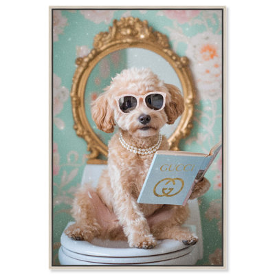 Adorable décoration murale pour animal de compagnie «Goldendoodle» par Art Remedy, cadre argenté, 20 x 30