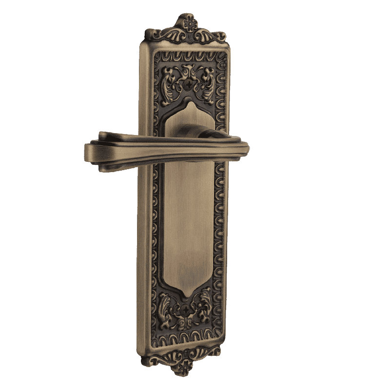 Egg & Dart Plate Passage (Hall & Closet) with Fleur Lever, Antique Brass, 2.375"