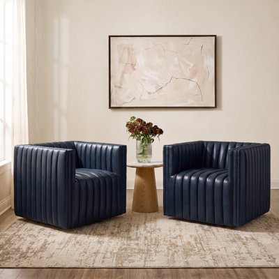 Chaise pivotante en cuir véritable Elisa