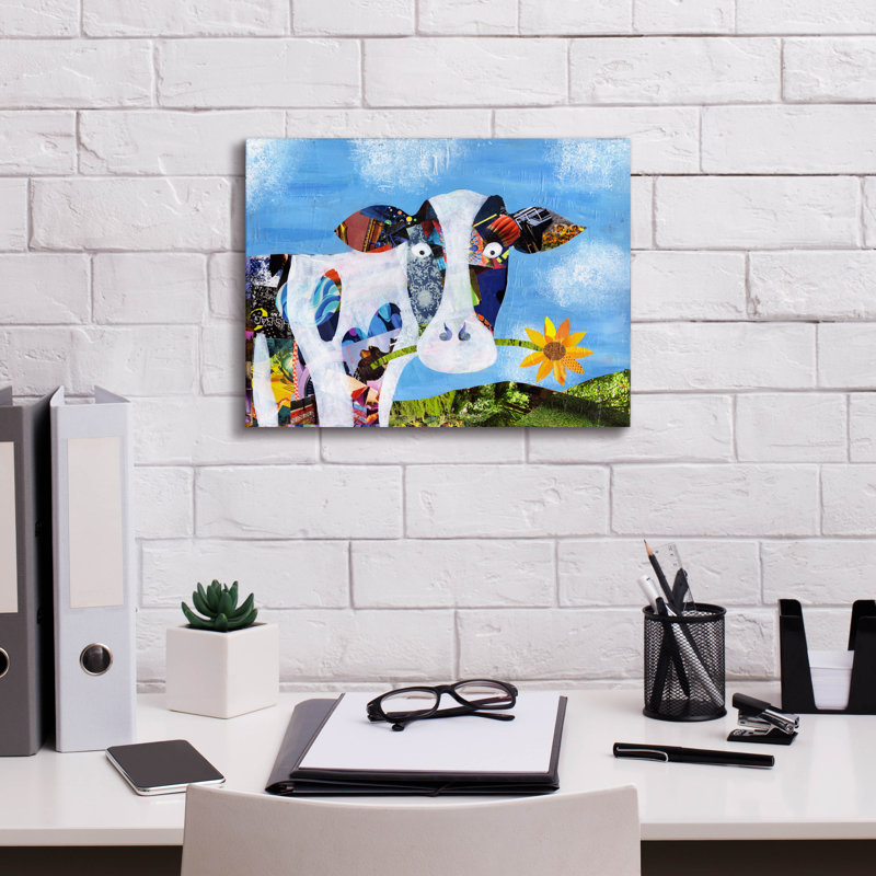 «Cow» par Artpoptart, art mural sur toile, H 12 po x l 16 po x P 0,75 po