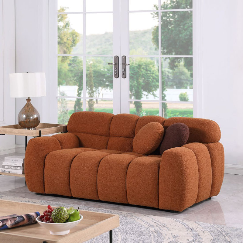 Daviya 86.5" Upholstered Sofa, Brown, 28" H x 65" W x 36" D