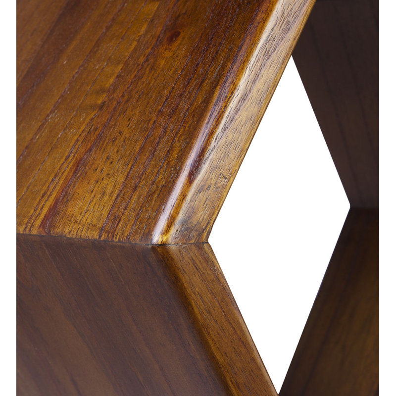 Cray Hexagon Oak Solid Wood Accent Shelf