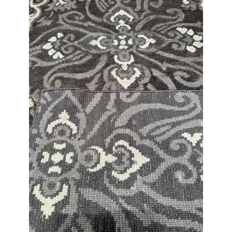 Original Hand Knotted Traditional Pattern Gray Wool Rug