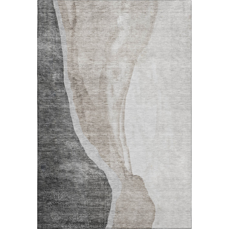 Premium Machine Washable Prisco Charcoal Rug