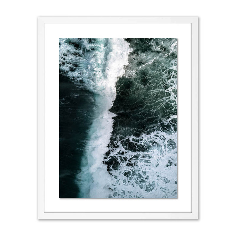 Wave Break 2 Print by Michael Schauer, White, 24" H x 19" W x 1.5" D