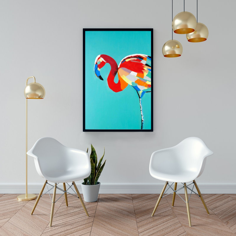Abstrait flamant rose - Art sur toile encadré pour la décoration intérieure