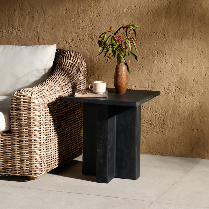 Terrell Outdoor Square Side Table, Dark Gray