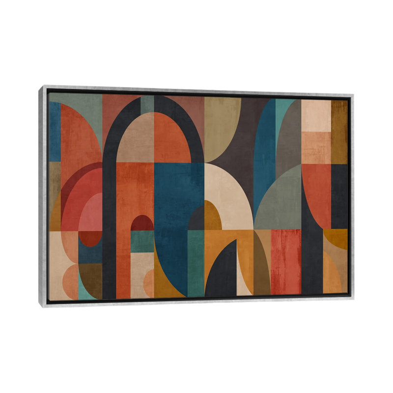 «Geometric Construction XLVII», reproduction d'art sur toile encadrée, Argent argent, H 26 po x l 40 po