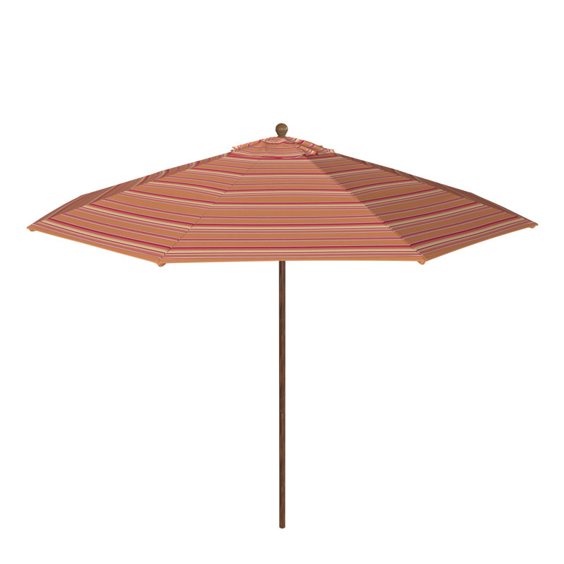 Parasol de patio en bois 11 pi, Rayures oranges