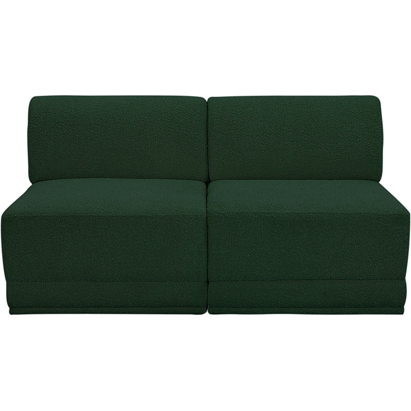Causeuse rembourrée 60 po Ollie, Tissu bouclé vert