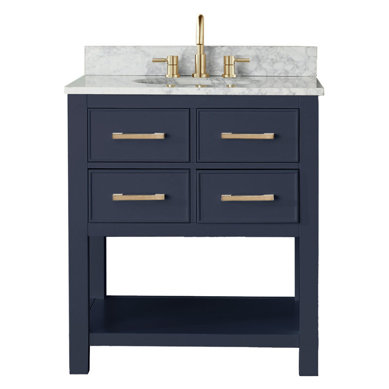 Brooks 31 in. Single Vanity, Rectangular, Carrera White Marble, Chilled Gray