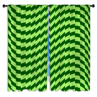 Rideaux vert obscurcissant avec motif d'illusion optique - 2 panneaux