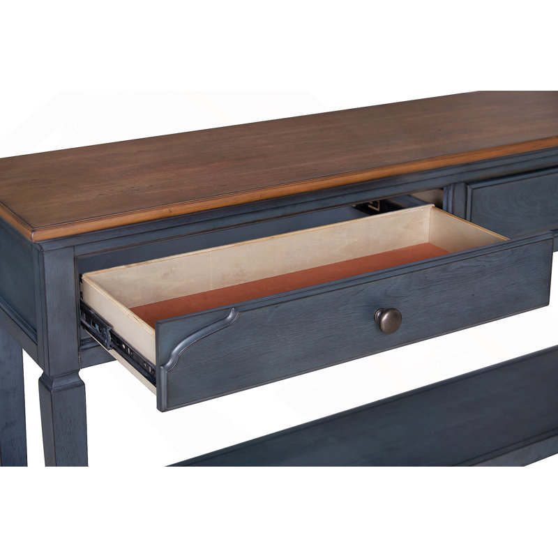 Table de canapé 60 po, aucun assemblage requis, finition bleu velours côtelé