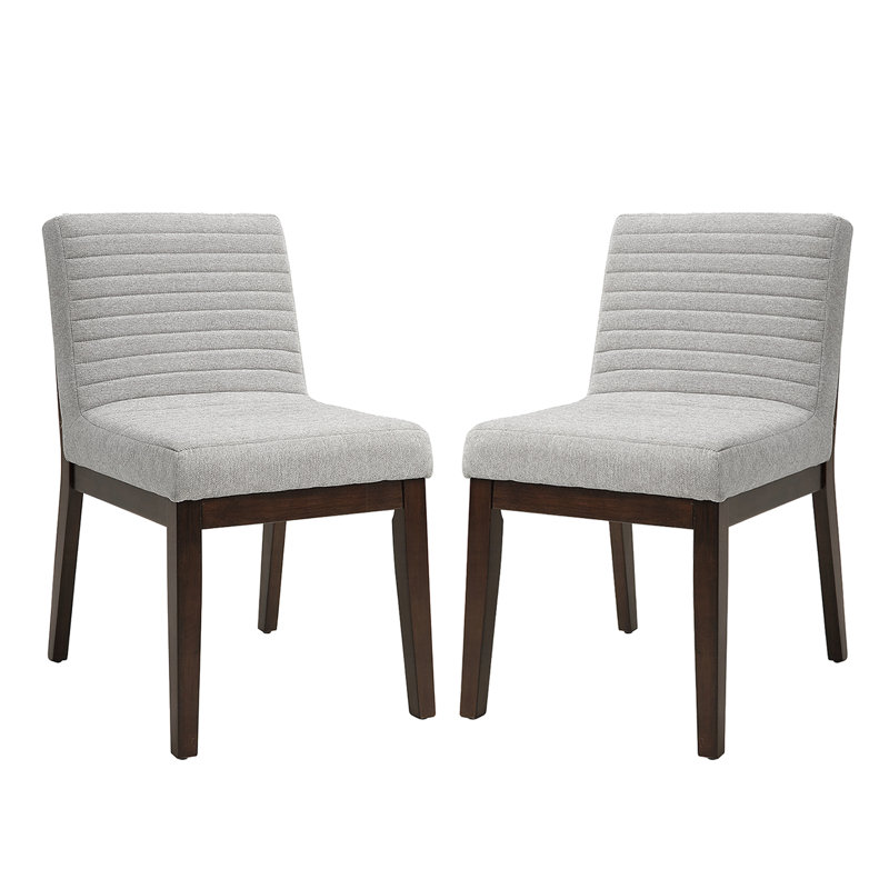 Ensemble de 2 chaises de salle à manger rembourrées avec pieds en bois gris et brun