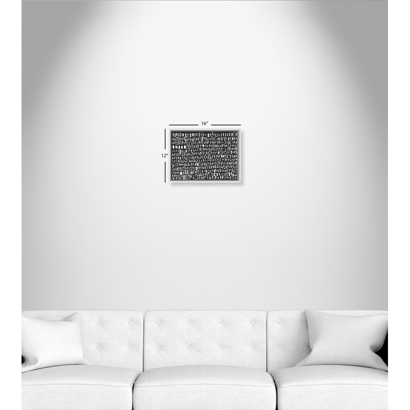 « tribal code-floater », peinture sur toile, Cadre blanc, H 12 po x l 16 po x P 2 po