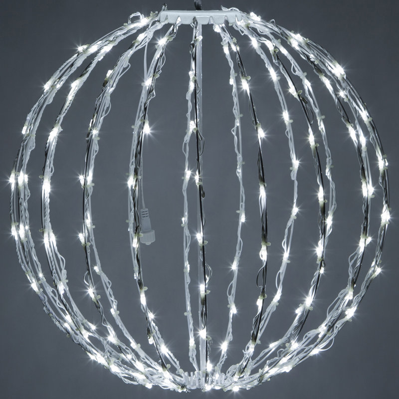 Fold-Flat LED Metal Lighted Outdoor Decoration, 20" H x 20" W x 20" D, Cool White