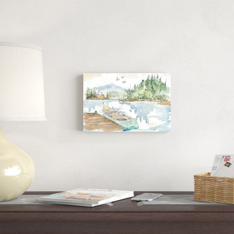 Lakehouse I, 8" H x 12" W, Picture Framed Canvas, Gold