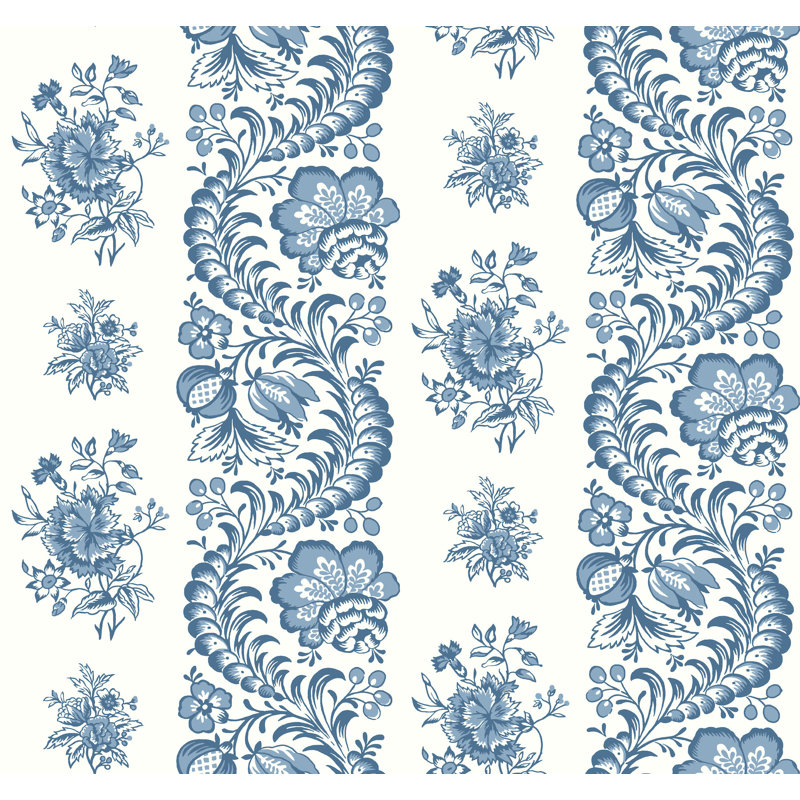 Papier peint à rayures bleues Beaumont, Bleu