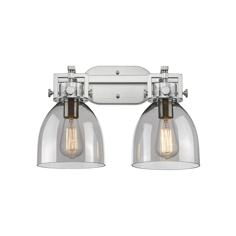 Gerhardt - 2 lumières - 17 pouces - Nickel satiné - abat-jour fumée clair - éclairage de meuble-lavabo, Light Smoke