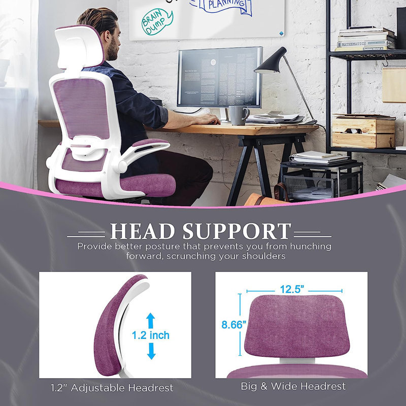 Chaise de bureau Lashey, Orchidée