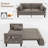 Zhania 58.27"W-6-in-1 Convertible Sofa Bed, Loveseat Sleeper Sofas with Pull Out Couch Bed, Removable Backrest, Storage Pockets and 2 Pillows, Modern Folding Linen Futon Couch for Small Spaces-1286487135-1286487123