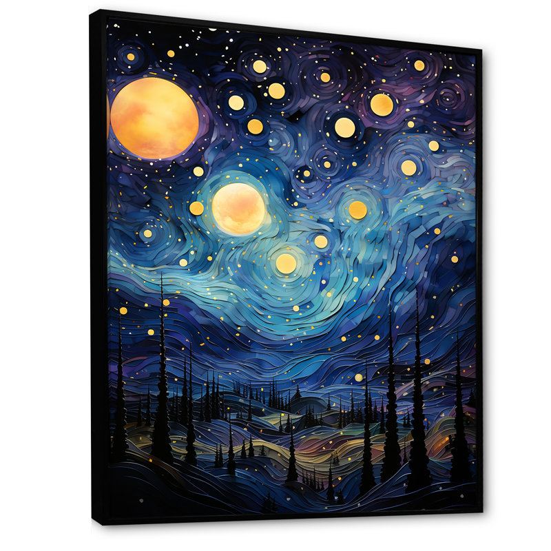Étoiles Tanaquil Stellar Serenity II - imprimé, H 32 po x l 16 po x P 1 po, Cadre flottant noir