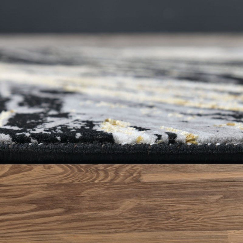 Galaxy Series Abrstract Black/Gray/Ivory/Beige Area Rug, Rectangle 7'9" x 10'2"