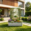 dans 1 jardinière, treillis moderne en métal galvanisé 4 x 2 pour le jardin