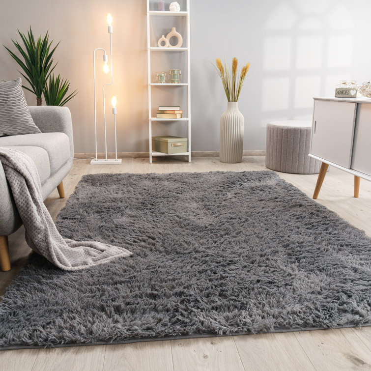 Tapis à poils longs en polyester de couleur unie Tehama