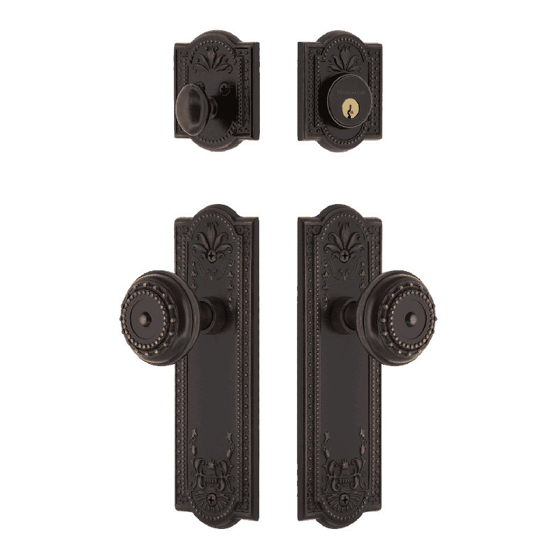 Nostalgic Warehouse Meadows Entry Set with Meadows Knob, Timeless Bronze, 2.375