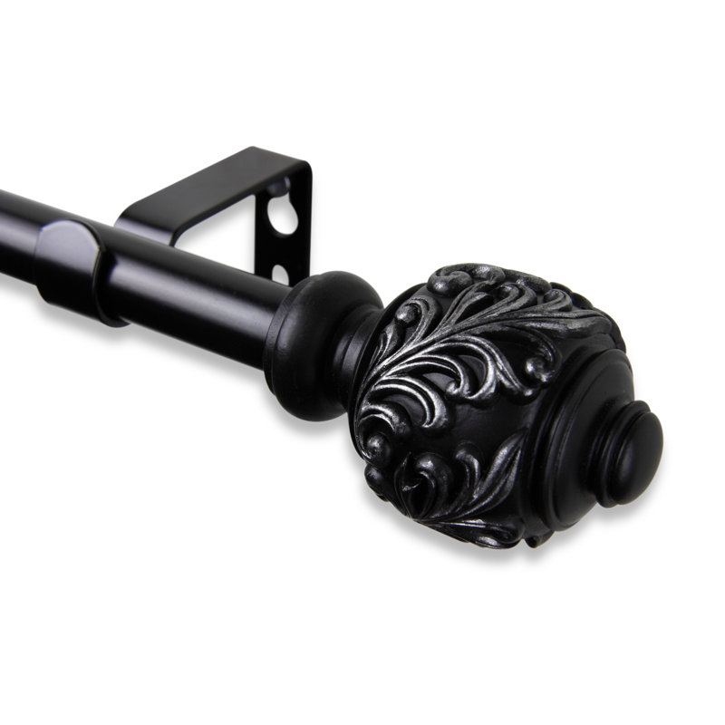 Tringle à rideaux simple Ediline, Noir, 48 po - L 84 po