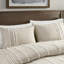 Housse de couette en coton teinté 3 pièces pour lit très grand avec broderie chenille taupe et rayures blanches