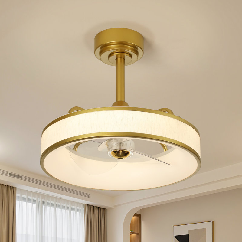 Arachne 17.7'' Fabric Flush Mount Ceiling Fan with Dimmable LED Lights and Remote Control