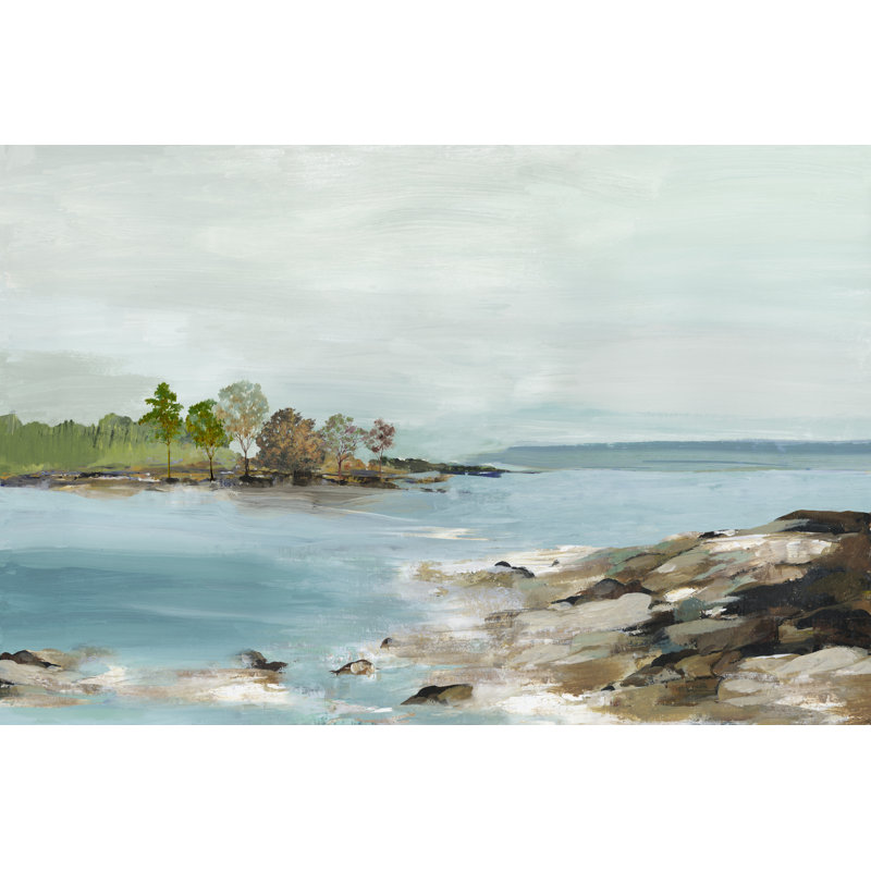 Vue sur la plage rocheuse sur toile, H 20 po x l 30 po